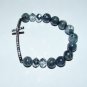 Black Labradorite Sideways Cross Crystal Stretch Bracelet 7.50"