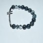 Black Labradorite Sideways Cross Crystal Stretch Bracelet 7.50"