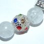 Rock Crystal Quartz  Sideways Cross Stretch Bracelet 7.25"