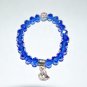 Blue AB Swarovski 10 mm Faceted Crystal Dangling Heart Charm Stretch Bracelet 7.25"
