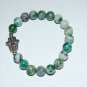 Men's Green 10 mm Tree Agate Hamsa Stretch Bracelet 8.0"