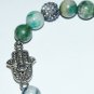 Men's Green 10 mm Tree Agate Hamsa Stretch Bracelet 8.0"