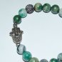 Men's Green 10 mm Tree Agate Hamsa Stretch Bracelet 8.0"