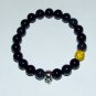 Men' 10 MM Black Onyx Stretch Bracelet With Silver Skull Bead 8.0"