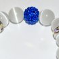 White Cat's Eye Mexican Opal Stretch Bracelet with Antique Silver-Tone Puffed Heart 7.00"