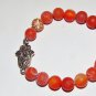 Unisex 10 MM Red Agate Hamsa Stretch Bracelet 8.0"