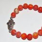 Unisex 10 MM Red Agate Hamsa Stretch Bracelet 8.0"