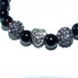 Women's Black 8 MM Onyx Stretch Bracelet With Silver-tone Love Heart 7.00"
