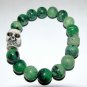 Men's 12 MM Ruby Zoisite Stretch Bracelet With White Yak Bone Skull 8.0"
