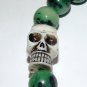 Men's 12 MM Ruby Zoisite Stretch Bracelet With White Yak Bone Skull 8.0"