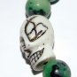 Men's 12 MM Ruby Zoisite Stretch Bracelet With White Yak Bone Skull 8.0"