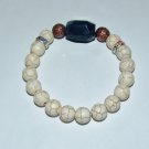 White Howlite Green Agate Nugget Stretch Bracelet 7.50"