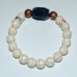 White Howlite Green Agate Nugget Stretch Bracelet 7.50"
