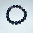 Blue Lapis Lazuli in Copper 10 MM Stretch Bracelet with Multi-Color Accent Crystals 7.25"