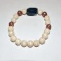 Men's White Howlite Green Agate Nugget Stretch Bracelet 8.00"
