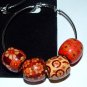 Wooden Hand Painted Drum Bead Silver Plated Earrings 60 MM