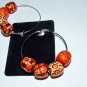Wooden Hand Painted Drum Bead Silver Plated Earrings 60 MM