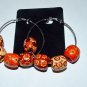 Wooden Hand Painted Drum Bead Silver Plated Earrings 60 MM