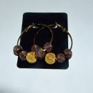 Handmade 50 MM Hoop Earrings with Gold and Brown Mesh Spacer Beads