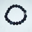 Black Lava Stone Stretch Bracelet W/ Buddha  8.0"