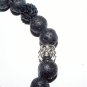 Black Lava Stone Stretch Bracelet W/ Buddha  8.0"