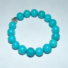 Unisex 12 MM Sleeping Beauty Blue Turquoise Stretch Bracelet With Two-Sided Buddha 8.0"