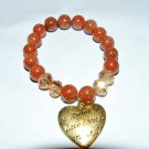 Gold Sand Sunstone Quartz Sitara Heart Charm Bracelet 7.25"