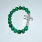 Green Malachite Sideways Cross stretch Bracelet 7.25"