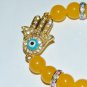 Light Orange 10 MM Jade Hamsa Stretch Bracelet 7.25"