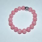 Women's 10 MM Pink Rhodochrosite  "Live, Laugh, Love" Stretch Bracelet 7.5"
