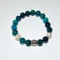 10 MM Azurite Chrysocolla "Live. Laugh, Love" Stretch Bracelet 7.25"