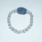 White  10 MM Cat's Eye Mexican Opal Stretch Bracelet with Gray Agate Nugget 7.50"