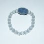 White  10 MM Cat's Eye Mexican Opal Stretch Bracelet with Gray Agate Nugget 7.50"