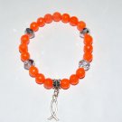 Woman's 8 MM Orange Tourmaline Ichthus/Jesus Fish Stretch Bracelet 7.0"