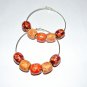 Handmade Wooden Hand Painted Drum Bead Silver Plated Earrings 80 MM