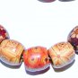 Handmade Wooden Hand Painted Drum Bead Silver Plated Earrings 80 MM