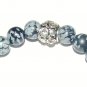 10 MM Snowflake Obsidian Stretch Fleur-de-Lis  Bracelet 7.5"
