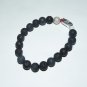 Men's 10 MM Black Lava Stretch Bracelet With Antique Silver-Tone Crocodile Head with Rubies  7.75"