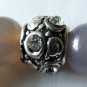 Women's 10 MM Gray Agate Antique Silver Tone Dangle Heart Stretch Bracelet 7.5"