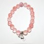 Women's 10 MM Faceted Watermelon Tourmaline "I Love You" Charm Stretch Bracelet 7.25"