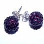 10 MM Purple Swarovski Crystal Pave Sphere Stud Earrings