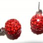 10 MM Ruby Red Swarovski Crystal Pave Sphere Stud Earrings