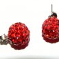 10 MM Ruby Red Swarovski Crystal Pave Sphere Stud Earrings