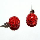 10 MM Ruby Red Swarovski Crystal Pave Sphere Stud Earrings