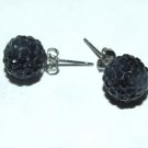 10 MM Black Swarovski Crystal Pave Sphere Stud Earrings
