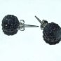 10 MM Black Swarovski Crystal Pave Sphere Stud Earrings
