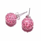 10 MM Pink Swarovski Crystal Pave Sphere Stud Earrings