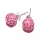 10 MM Pink Swarovski Crystal Pave Sphere Stud Earrings