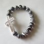 Unisex 10 MM Turkish Turquoise Sideways Cross Stretch Bracelet 7.50"