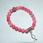 Women's  8 MM Pink Agate Awareness Stretch Bracelet 7.00"